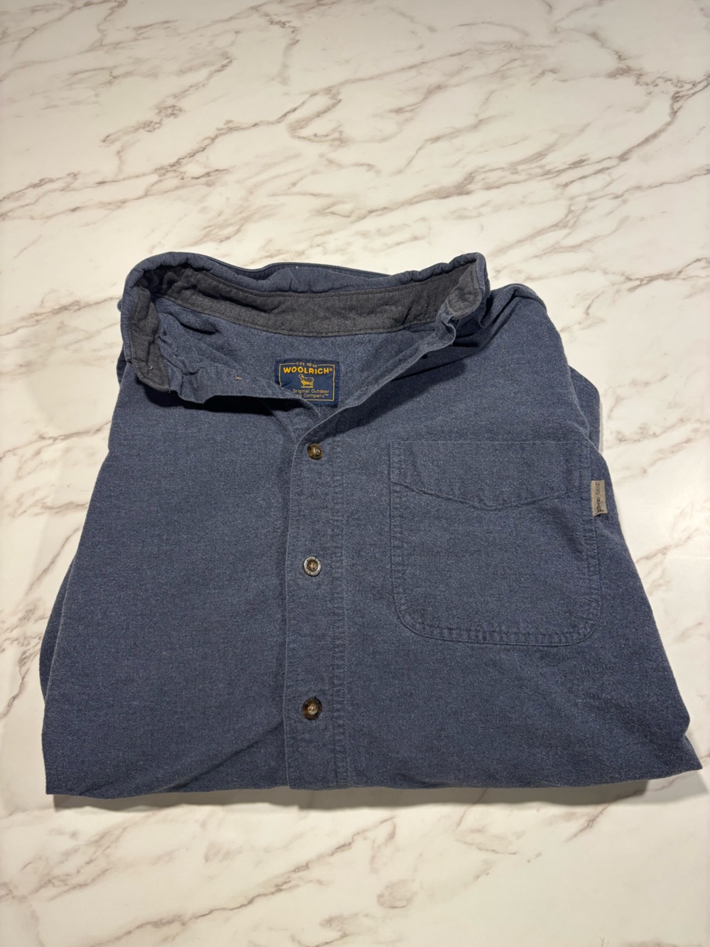 Woolrich Men's Navy Button-Down Pocket Shirt